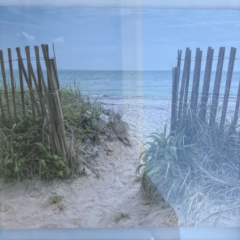 Beach landscape wall decor photograph with frame new with tags